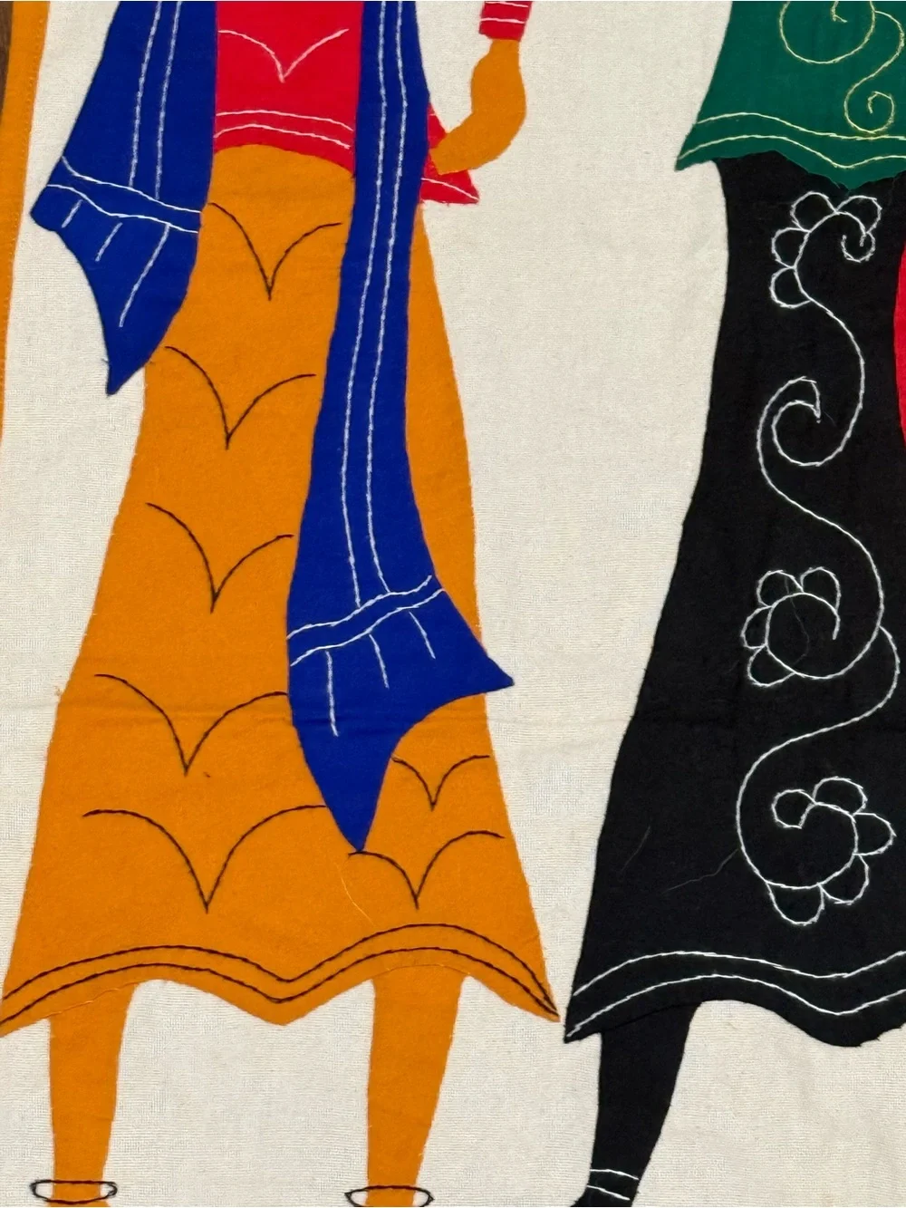 Vintage African‎ Applique Wall Hanging Textile Art Three Women Water Carriers